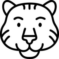 A tiger face is shown in a line drawing vector