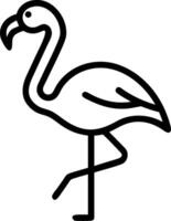 A black and white drawing of a flamingo vector