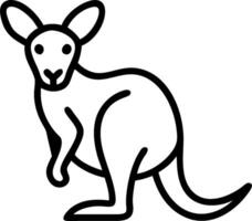 A black and white outline of a kangaroo vector