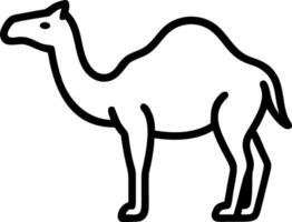 A camel is shown in a simple outline vector
