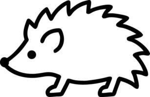 A hedgehog is shown in a simple outline vector
