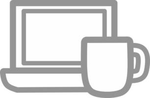Laptop with Coffee Mug. Remote Work Line Icon. A flat icons related to remote work, online communication, productivity, and digital workspace. Perfect for apps, websites, infographics, and present. vector
