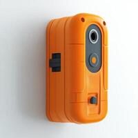 Orange security camera housing wall mounted device photo