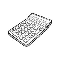 Illustration of calculator image with line art, outline art. vector