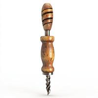 Antique Wooden Hand Drill With Spiral Bit photo