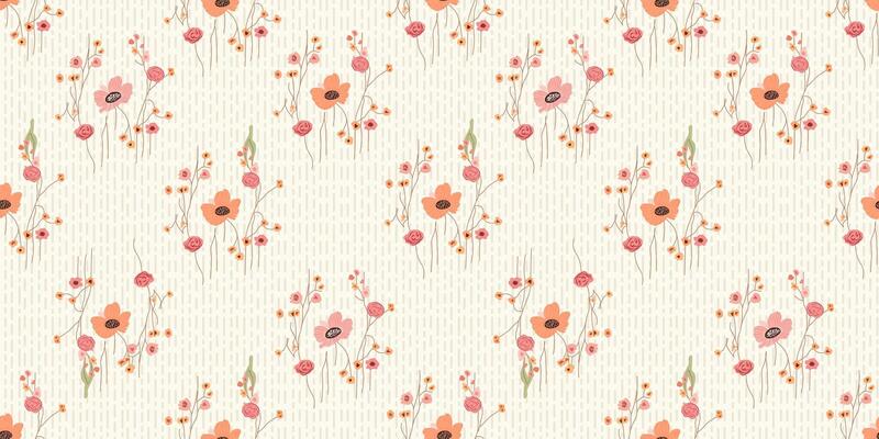 A Cute Seamless Flower Pattern with an Elegant Aesthetic with Vertical Line Background