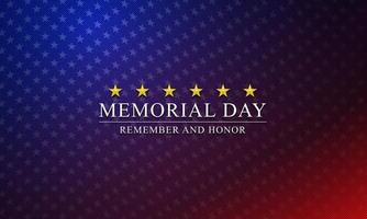 Memorial day background design with gold stars and remember and honor text vector