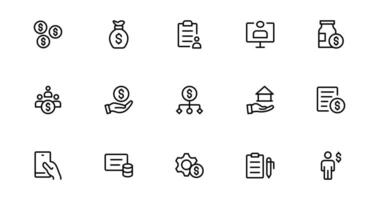 Personal Finance Designs with Essential Icons pack for Budgeting and Saving. Perfect for Financial Apps, Websites, and Mobile Solutions. vector
