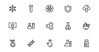 Set of Laboratory and Test Icon package. Perfect for Scientific, Medical, and Research-Based Projects to Enhance Your Designs. vector