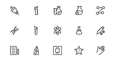 Set of Laboratory and Test Icons Pack bundle. Perfect for Scientific, Medical, and Research-Based Projects to Enhance Your Designs. vector