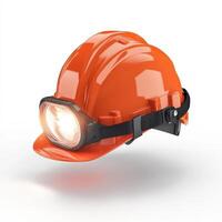 Orange Hard Hat With Attached Headlamp photo
