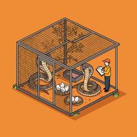 Checking Cobras in Cage with Eggs and Small Tree vector