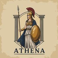 Standing Warrior Illustration with Spear and Shield vector