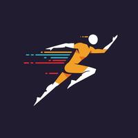 Abstract Running Figure Speeding with Graphic Trails vector