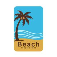 Tropical Beach Scene with Palm Tree and Ocean Waves vector