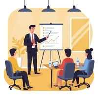 Presentation Showing Meeting Attendees in Training Session vector
