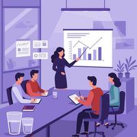 Presenting Business Strategy to Team in Office Meeting vector