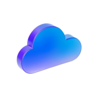 Cloud Icon 3D render Glossy Blue and Purple Gradient color, Cloud Data Storage Technology Mobile App symbol png