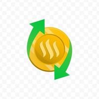 A coin with a green arrow pointing up vector