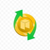 A yellow coin with an arrow pointing to it vector