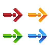 Dynamic colorful glossy arrow icon set design on isolated background vector