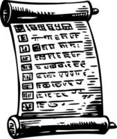 A scroll with a list of words in hindi vector