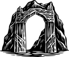 A vintage style illustration of ancient asgard gate vector