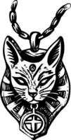 An egyptian cat with a necklace and chain vector