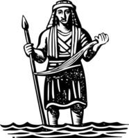 The ancient man with a spear and a staff vector