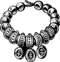 An old style necklace with beads and buttons vector