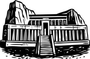 An illustration of a temple in the middle of a mountain vector
