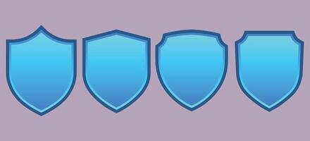 Set of Blue Shield With Various Shapes Flat Illustrations vector