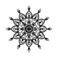 Intricate black floral mandala design with symmetrical patterns and abstract elegance vector