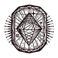 Intricate geometric crystal mandala with radiating patterns in monochrome art vector