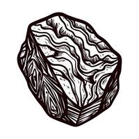 Intricate black and white line art of a striated rock with abstract patterns vector