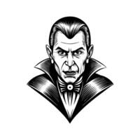 mature caucasian vampire man with classic gothic features and sharp expression vector