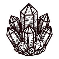 Intricate hand drawn crystal cluster with detailed geometric patterns vector