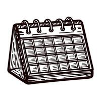 Vintage desk calendar with spiral binding displaying monthly layout vector