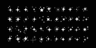 Set of blinking stars, sparks and sparkles. Shining twinkle sunburst shapes collection. Magic light flare pack for design template, poster, banner, brochure, leaflet. glint glitter vector