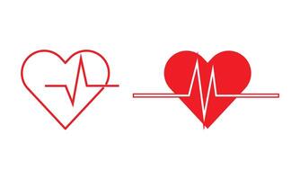 red heart rhythm set , Electrocardiogram, ECG - EKG signal, Heart Beat pulse line icon concept design element , Concept of sport. Signs of rhythm, healthy life unhealthy ecg. vector