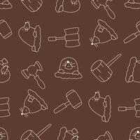 Outline Seamless Pattern of Mole Animal Hammer Background for Fashion Wrapping Print Fabric vector