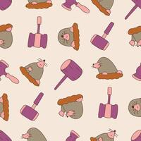Seamless Pattern of Mole Animal Hammer Background for Fashion Wrapping Print Fabric Surface vector