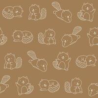 Outline Beaver Seamless Pattern Background for Print Fabric Surface Fashion Wrapping vector