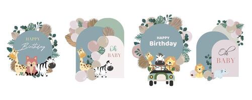 boho animal backdrop with safari style vector