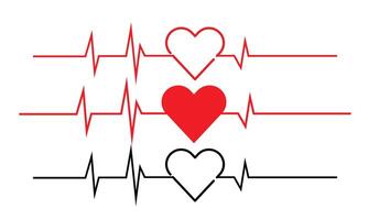 coloring heart rhythm set , Electrocardiogram, ECG - EKG signal, Heart Beat pulse line icon concept design element , Concept of sport. Signs of rhythm, healthy life unhealthy ecg. vector