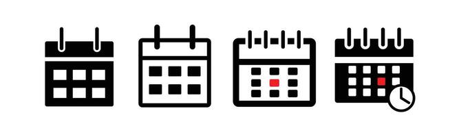 different type of calendar icons isolated on white background. vector