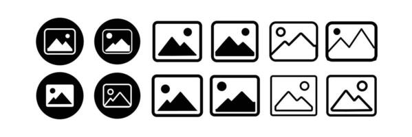 Set of image gallery icons. collection digital photo album design. Picture edit, delete icons. add, favorite icon vector
