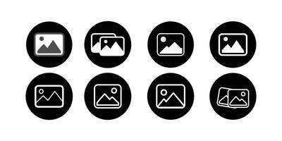 diferrent type of Picture Gallery Interface Icon in black and white. vector