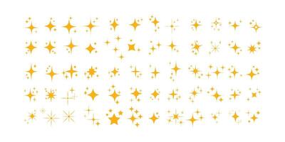 Set of blinking stars collections. Star icons. Twinkling stars. Sparkles, shining burst. Christmas isolated. Retro futuristic bright icons vector