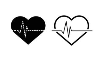 black heart rhythm set , Electrocardiogram, ECG - EKG signal, Heart Beat pulse line icon concept design element , Concept of sport. Signs of rhythm, healthy life unhealthy ecg. vector